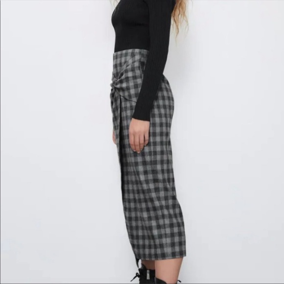 Zara plaid knotted midi dress - Picture 3 of 6